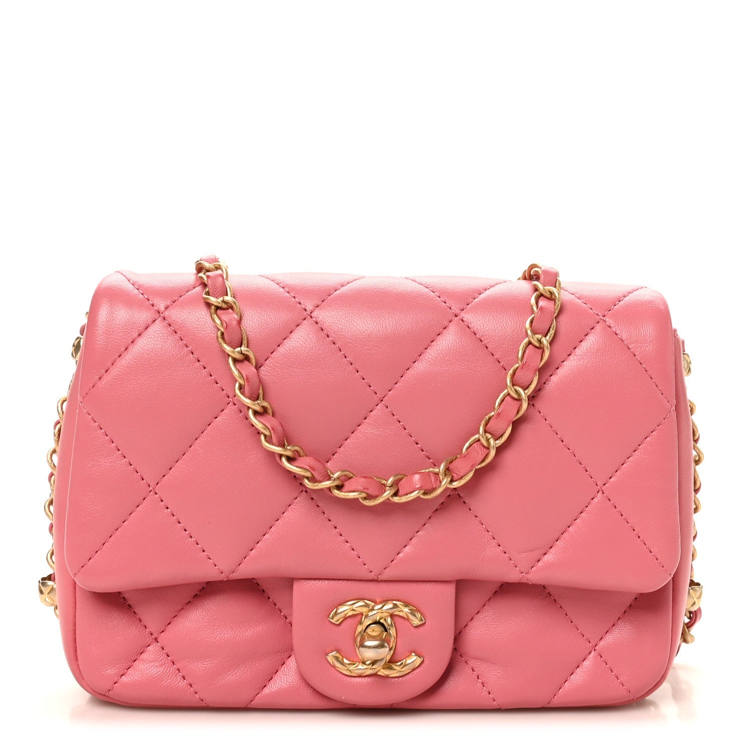 Lambskin Quilted CC Small Dynasty Flap Pink