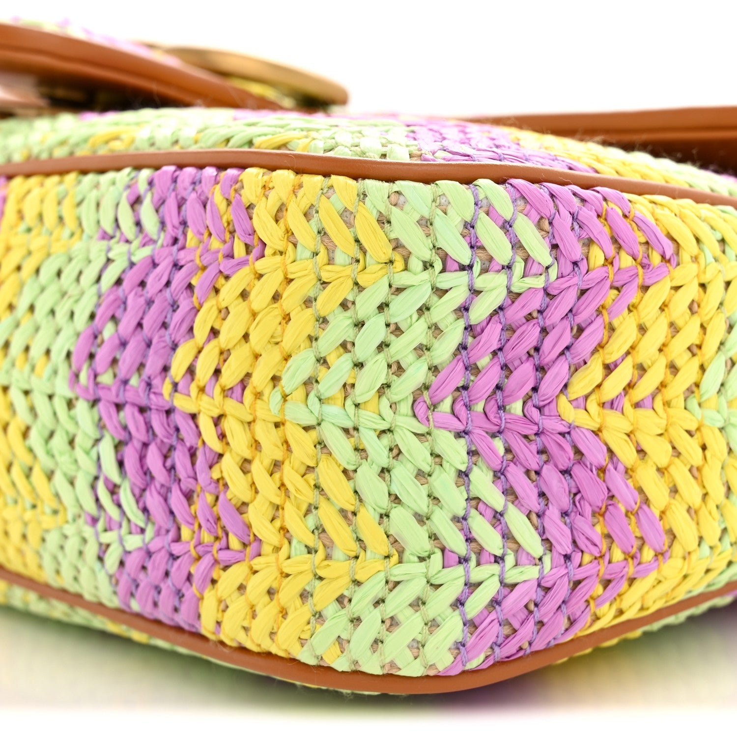 Calfskin Raffia Woven Small GG Marmont Shoulder Bag Multicolor