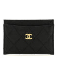 Caviar Quilted Card Holder Black