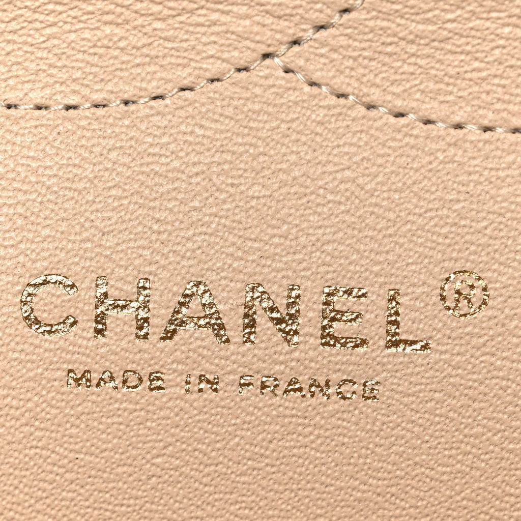 Lambskin Quilted Jumbo Double Flap Beige