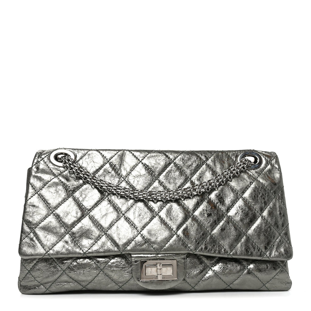 Metallic Aged Calfskin Quilted 2.55 Reissue 227 Flap Vert Fonce