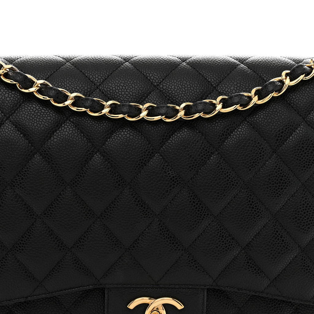 Caviar Quilted Maxi Double Flap Black