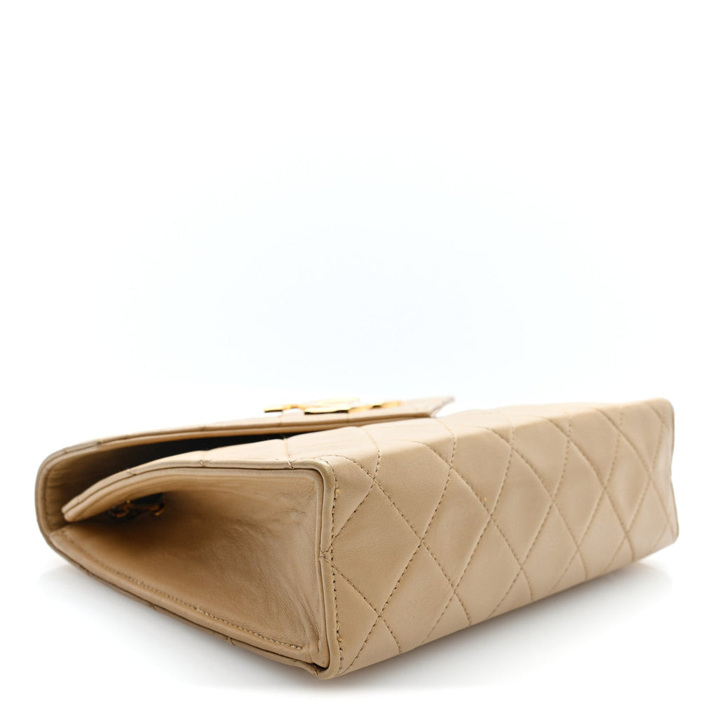 Lambskin Quilted Envelope Flap Beige