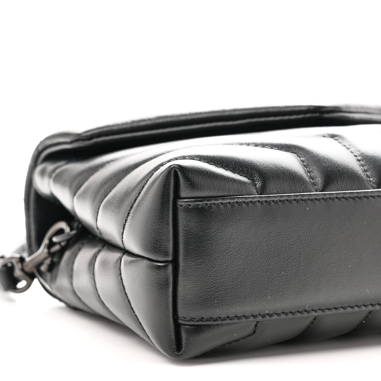Calfskin Y Quilted Monogram Monochrome Toy Loulou Crossbody Bag Black