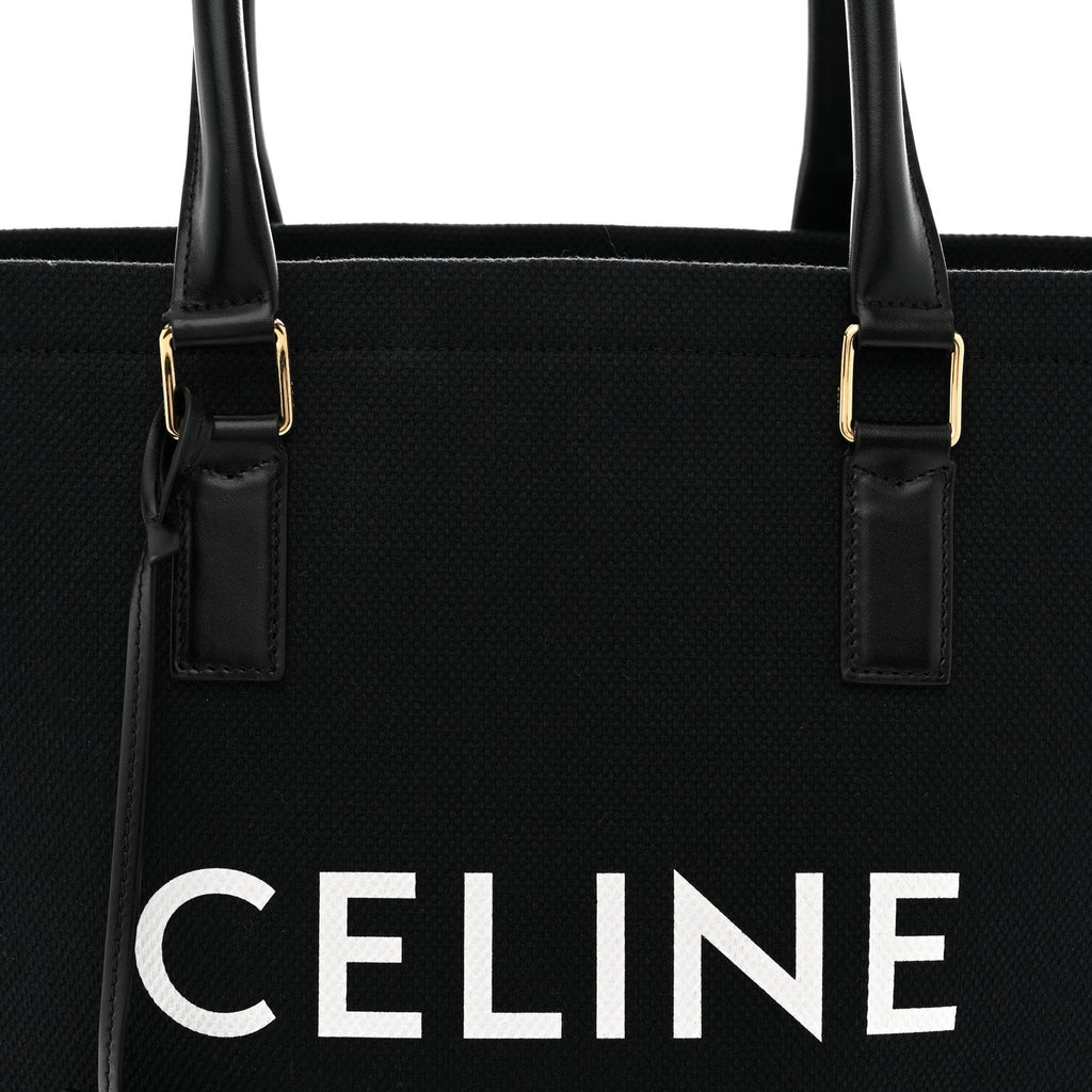 Canvas Calfskin Horizontal Cabas Black