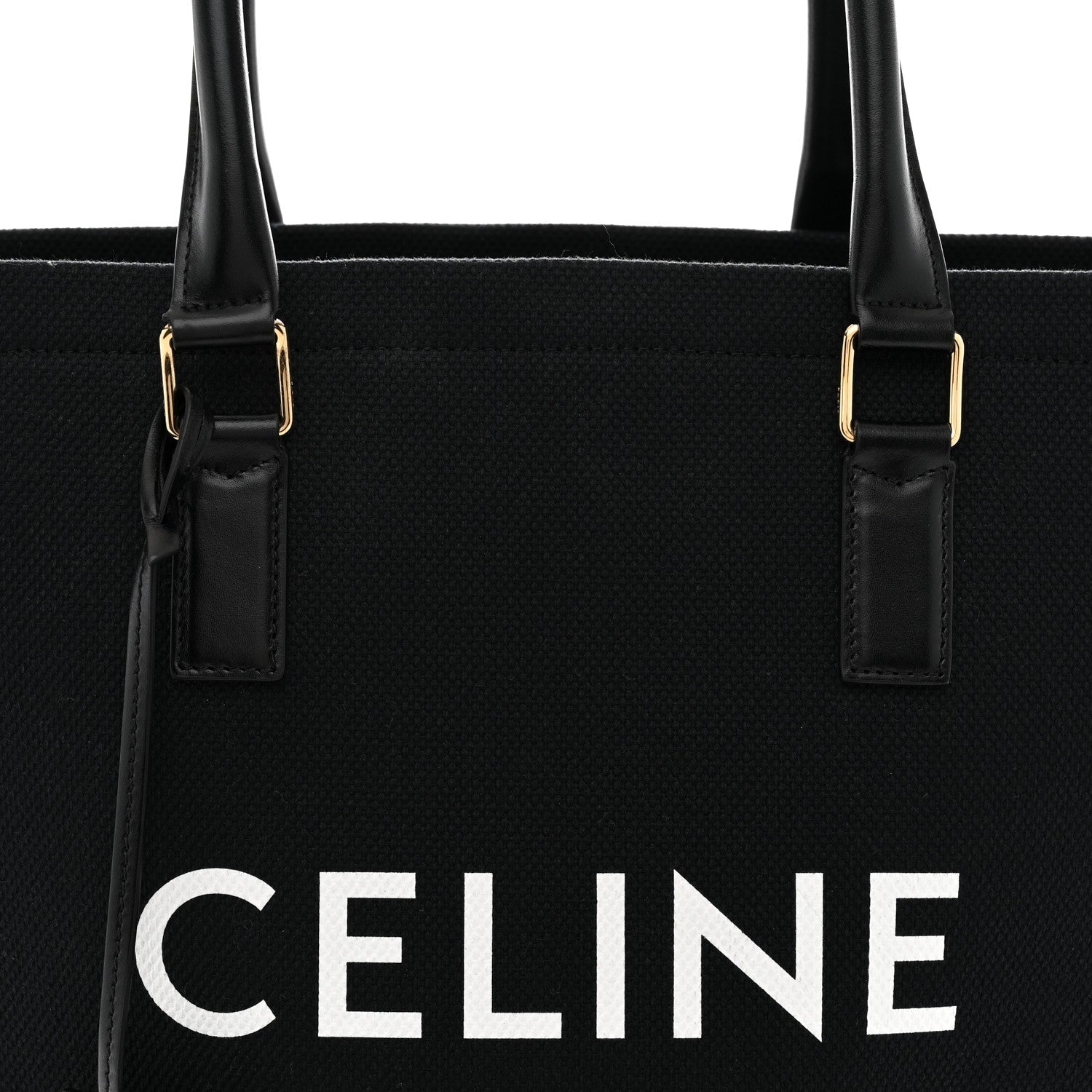 Canvas Calfskin Horizontal Cabas Black