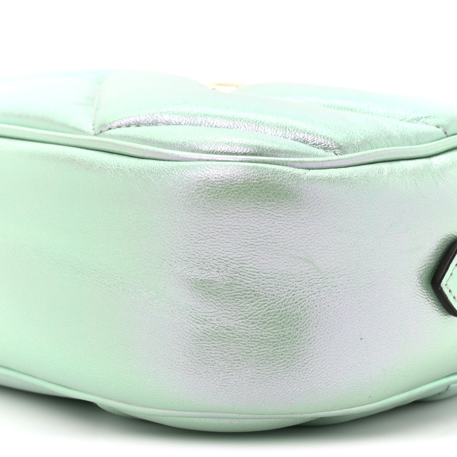 Iridescent Nappa Chevron Matelasse Small GG Marmont Chain Shoulder Bag Iridescent Salvy Green