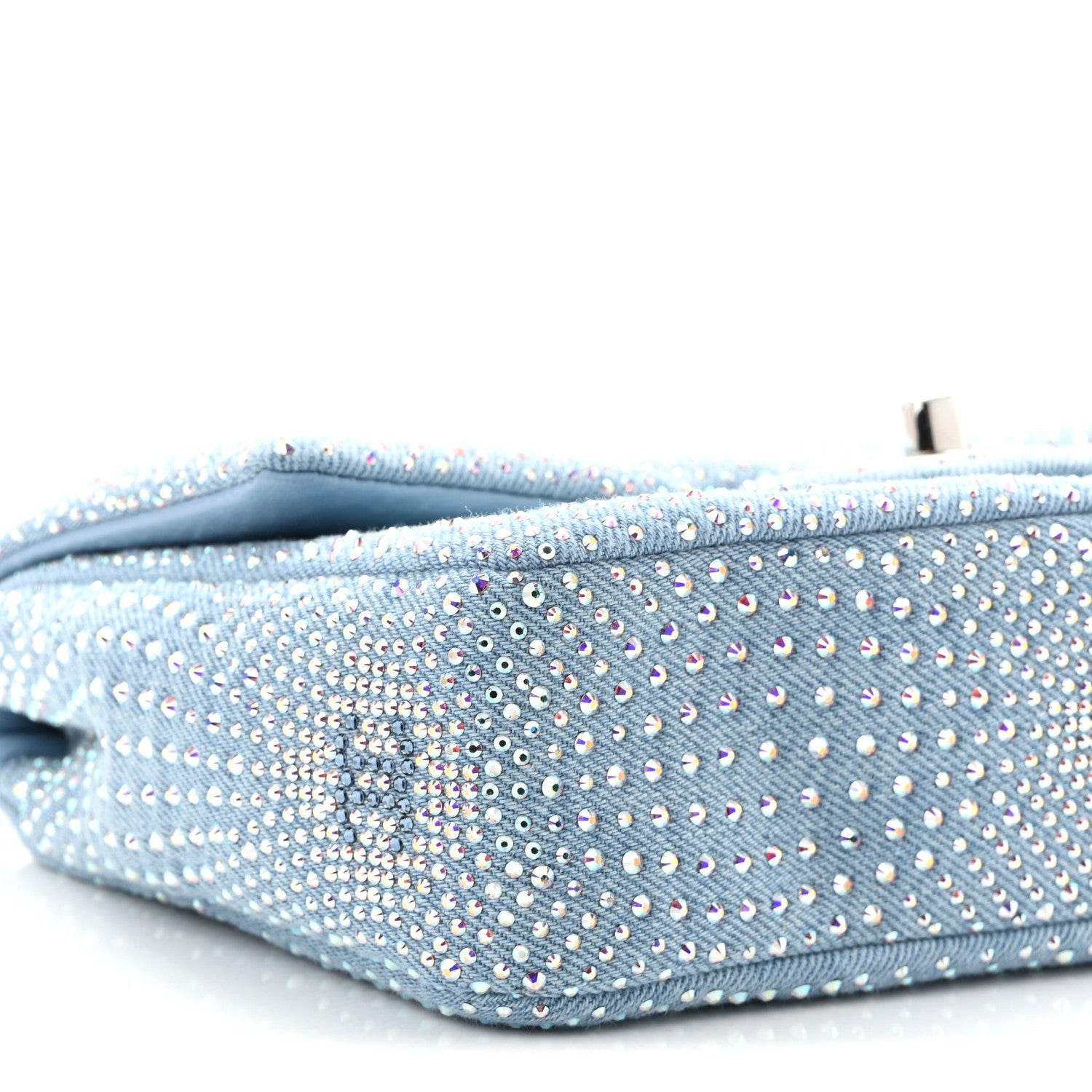 Denim Strass Evening Flap Bag Blue