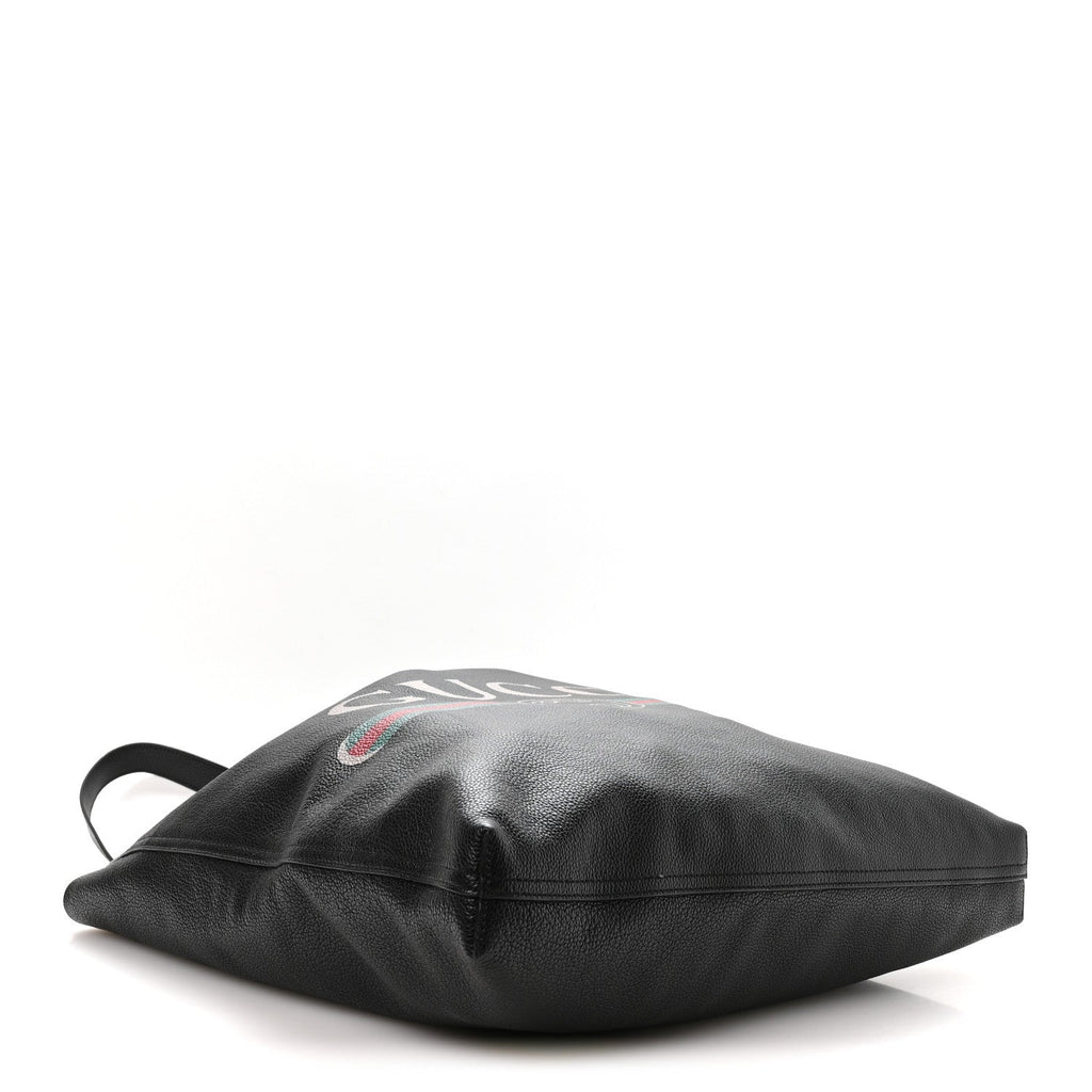 Calfskin Mens Logo Vertical Shopping Tote Black