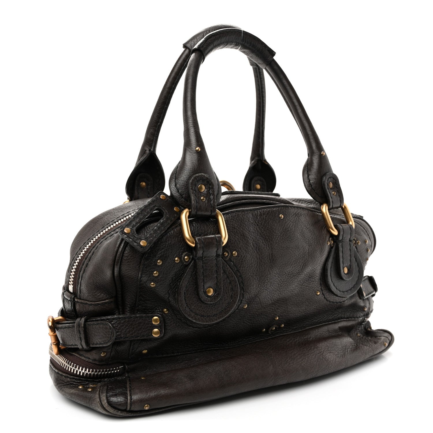 Calfskin Paddington Double Zip Bowler Chocolate