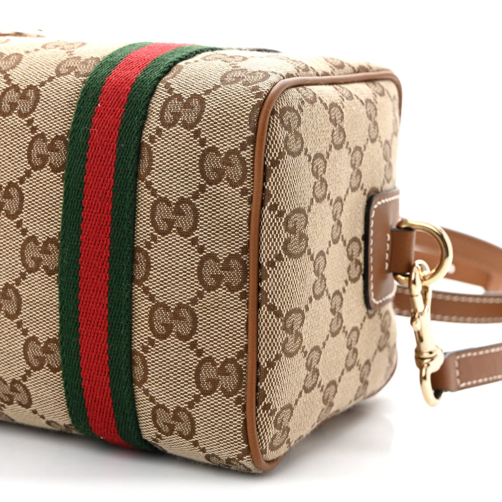 GG Supreme Web Mini GG Top Handle Bag Beige Ebony Dark Brown