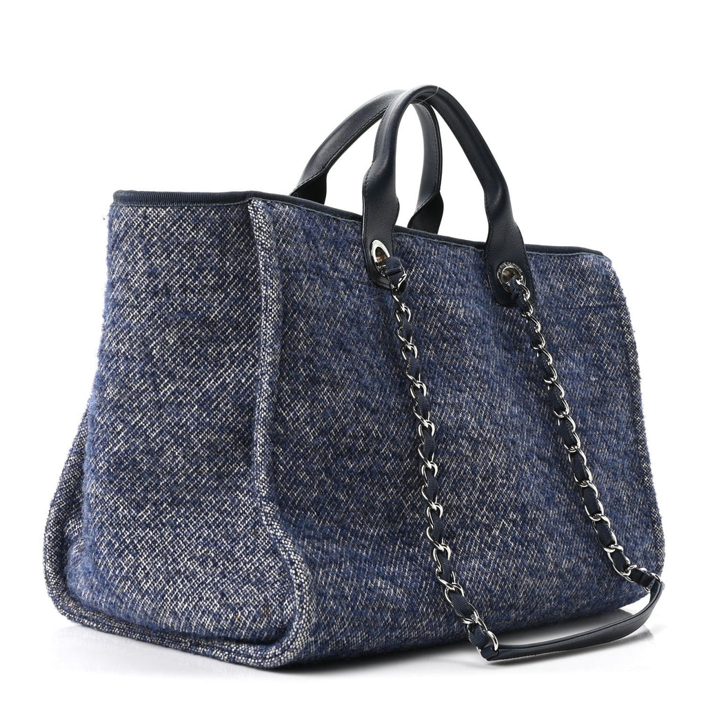 Mixed Fibers Calfskin Medium Deauville Tote Blue