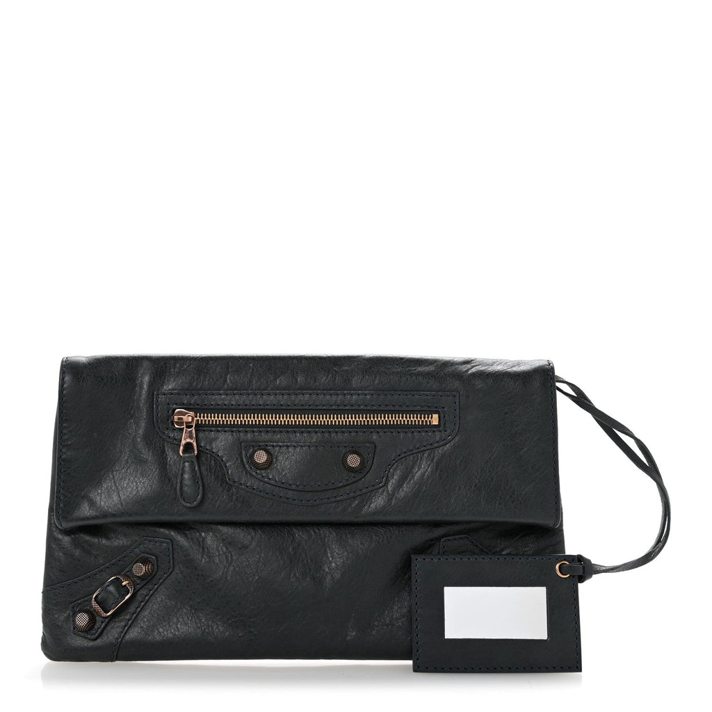 Agneau Giant 12 Rose Gold Hardware Envelope Clutch Anthracite