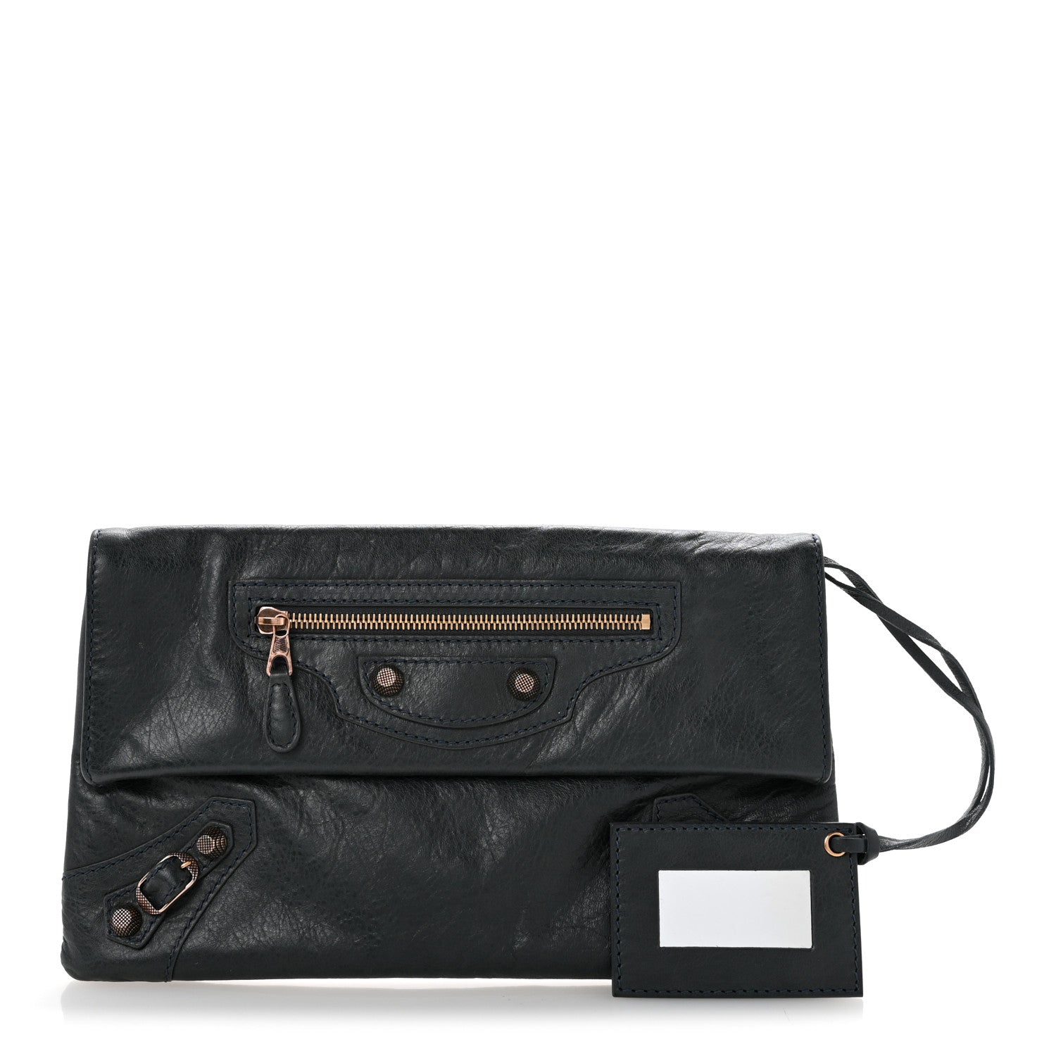Agneau Giant 12 Rose Gold Hardware Envelope Clutch Anthracite