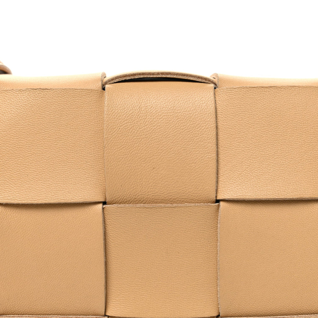 Lambskin Maxi Intrecciato Cassette Crossbody Bag Almond