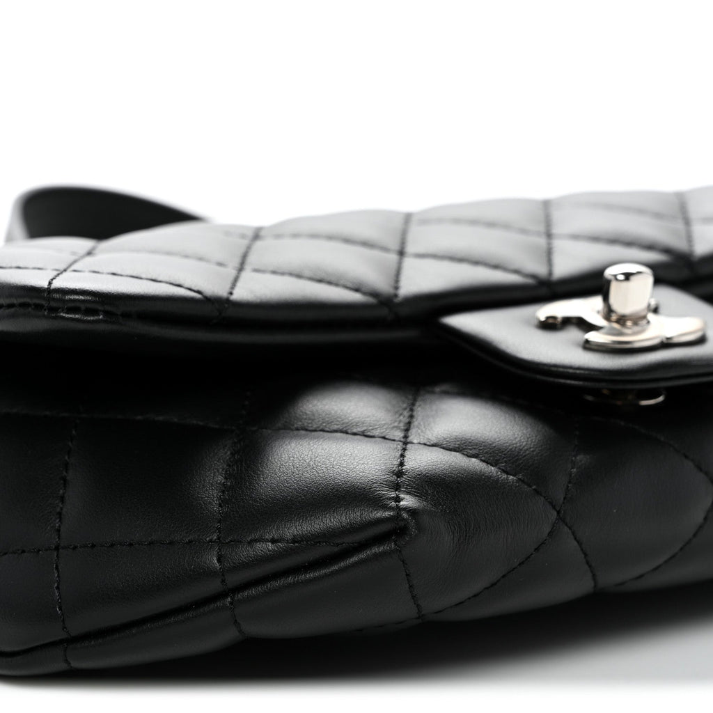 Calfskin Quilted CC Uniform Flap Belt Bag Black