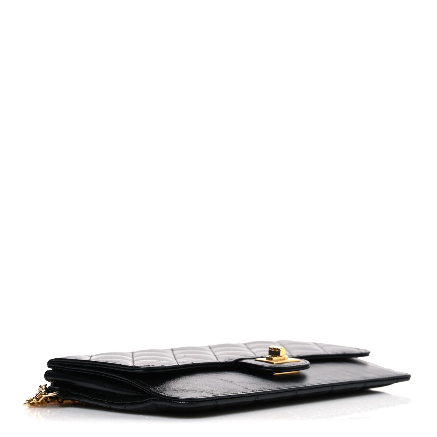 Aged Calfskin Quilted 2.55 Reissue Pouch With Chain Handle Black
