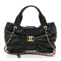 Lambskin Quilted Bow Bag Black
