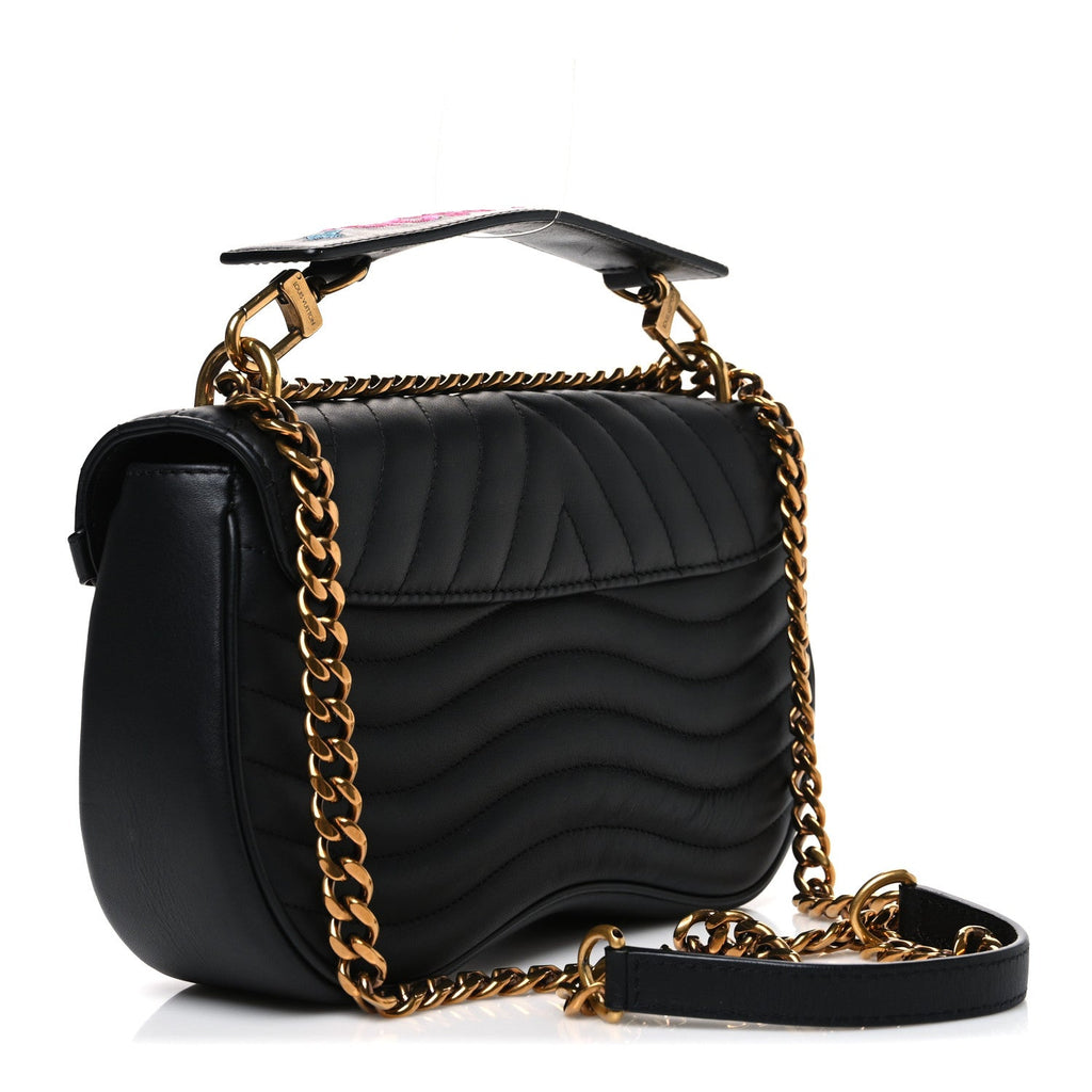 Calfskin Embroidered New Wave Chain MM Black