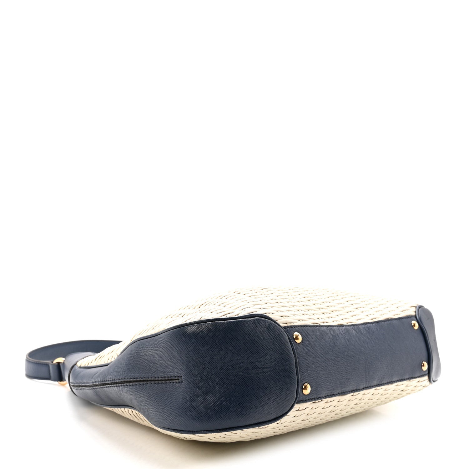 Woven Calfskin Gancini Hobo Blue White