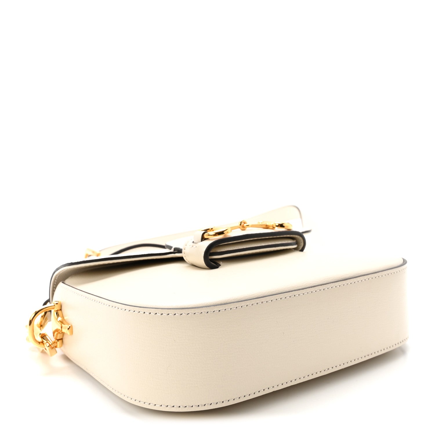 Azalea Calfskin Web Mini Horsebit 1955 Shoulder Bag Mystic White