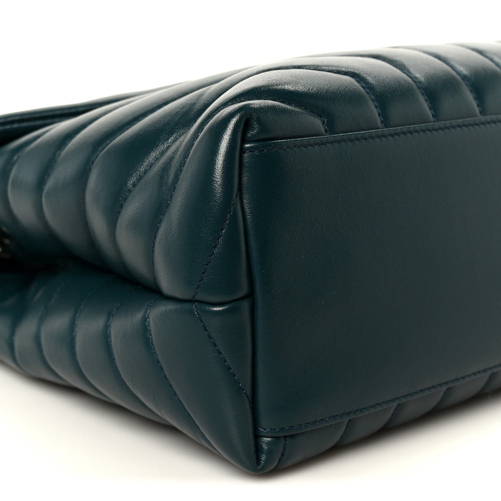 Calfskin Y Quilted Monogram Medium Loulou Chain Satchel Dark Turquoise