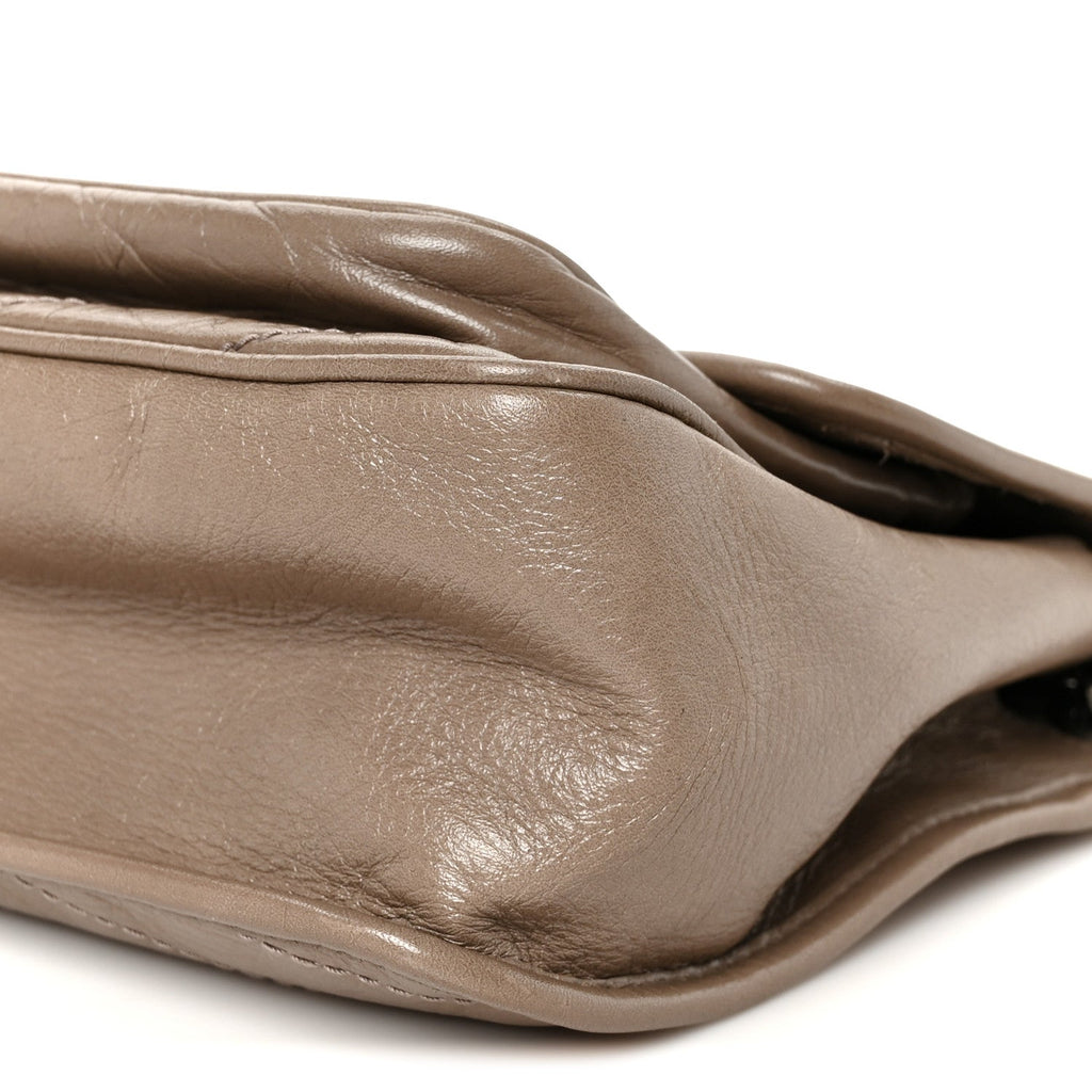Crinkled Calfskin Matelasse Monogram Medium Niki Chain Satchel Greyish Brown