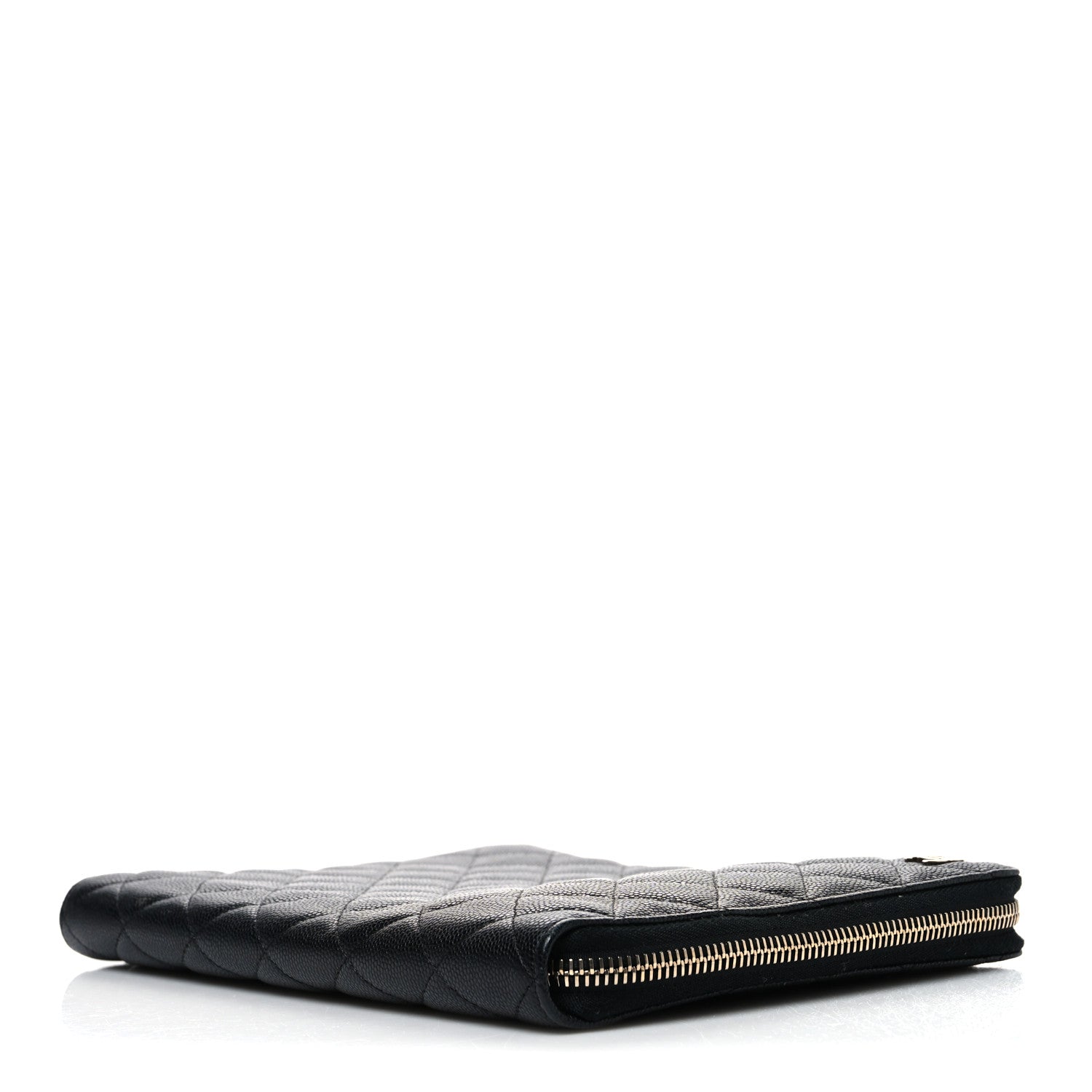 Caviar Quilted Zip Around Notebook Agenda Cover Black