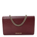 Textured Calfskin Script Logo Wallet On Chain Rosso Ancora