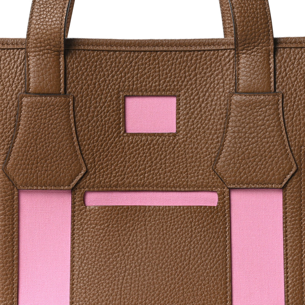 Canvas Calfskin Petit H Bell Tote Bag Rose Gold