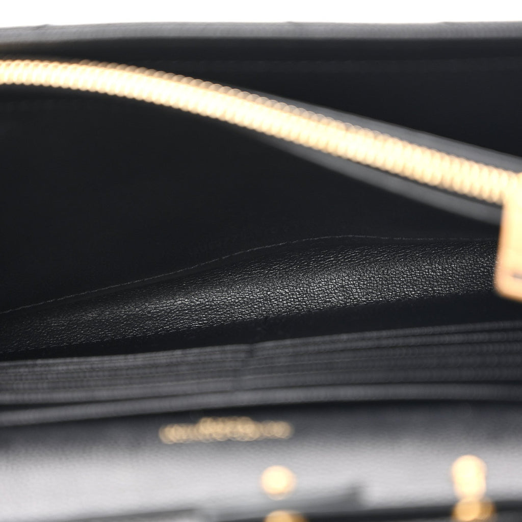 Grain De Poudre Matelasse Chevron Monogram Chain Wallet Black