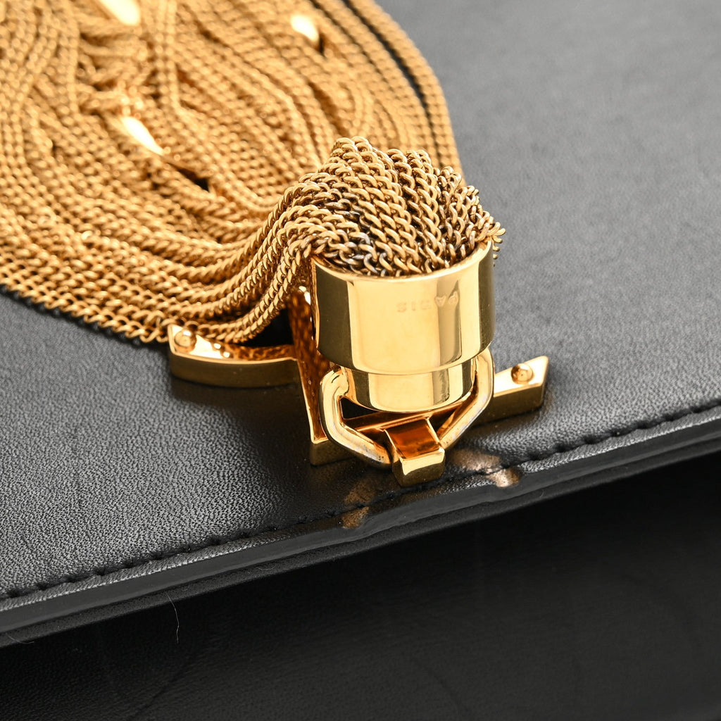 Calfskin Small Classic Monogram Kate Tassel Satchel Black