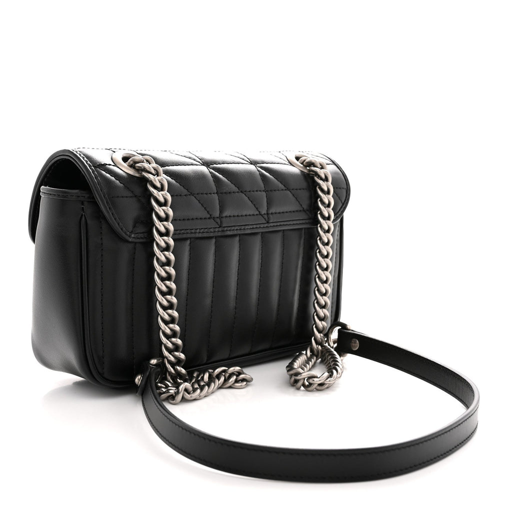 Calfskin Matelasse Aria Mini GG Marmont Shoulder Bag Black
