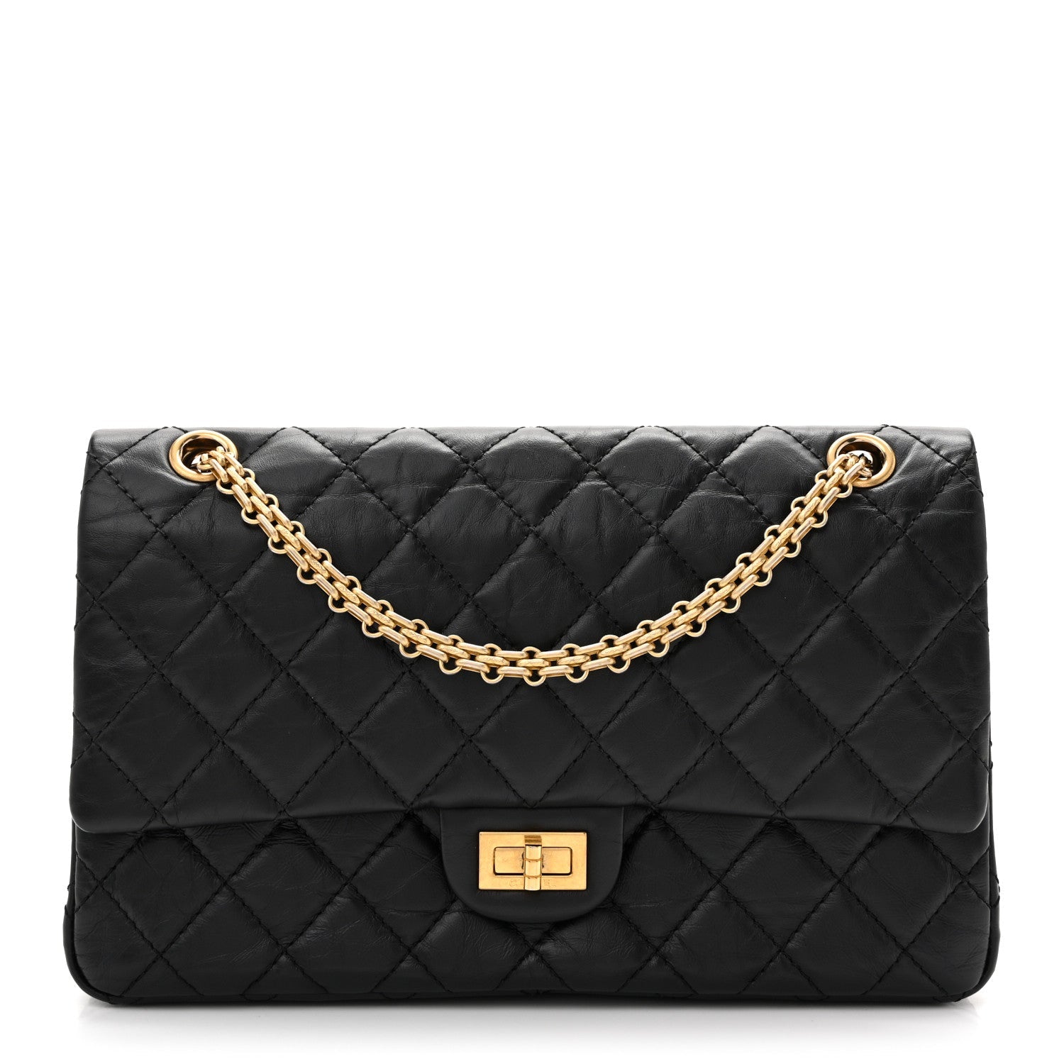 Aged Calfskin Quilted 2.55 Reissue 226 Flap Black
