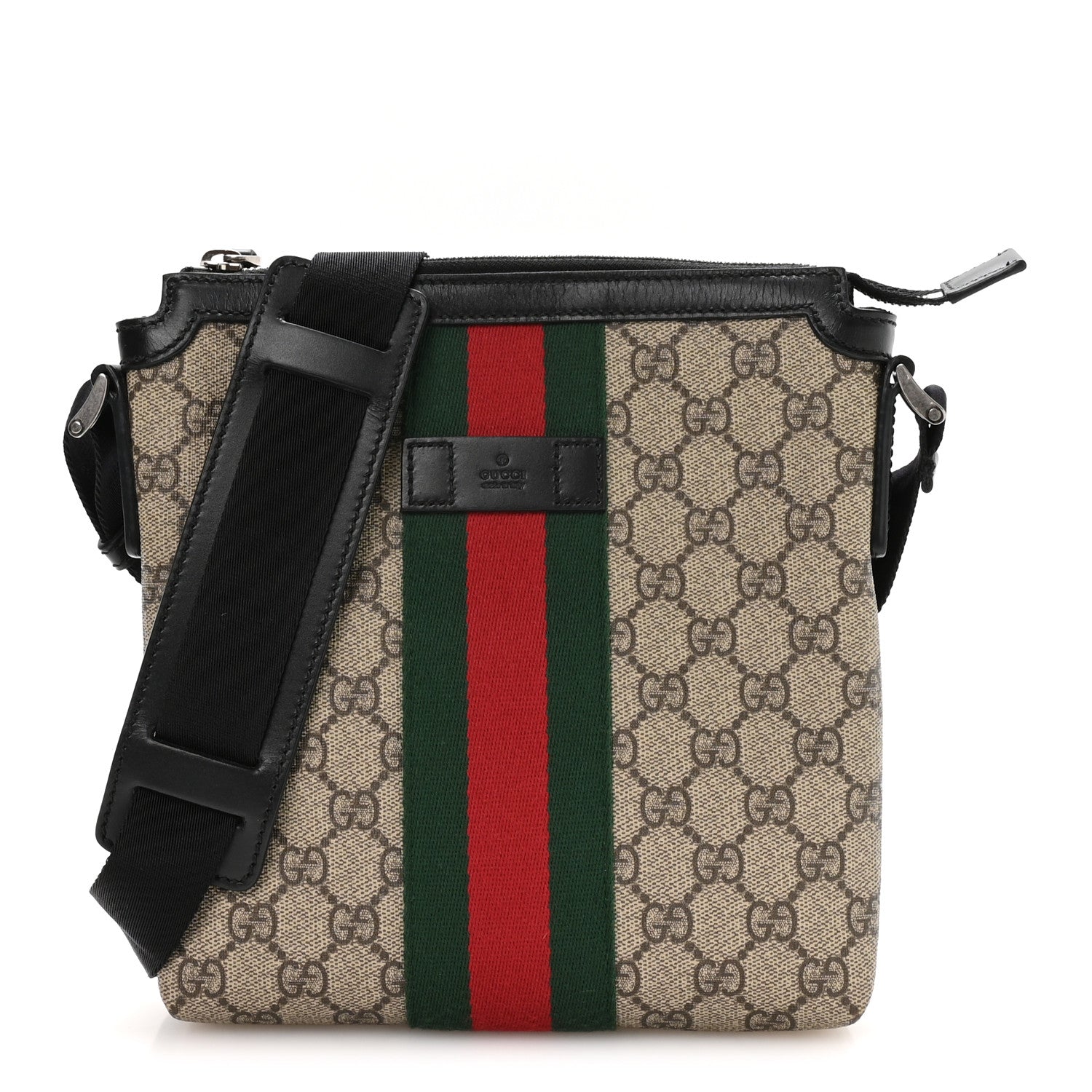 GG Supreme Monogram Web Messenger Bag Black