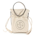 Sakai Be Green Calfskin Diagonal Stitched Mini Blondie Bucket Bag Mystic White
