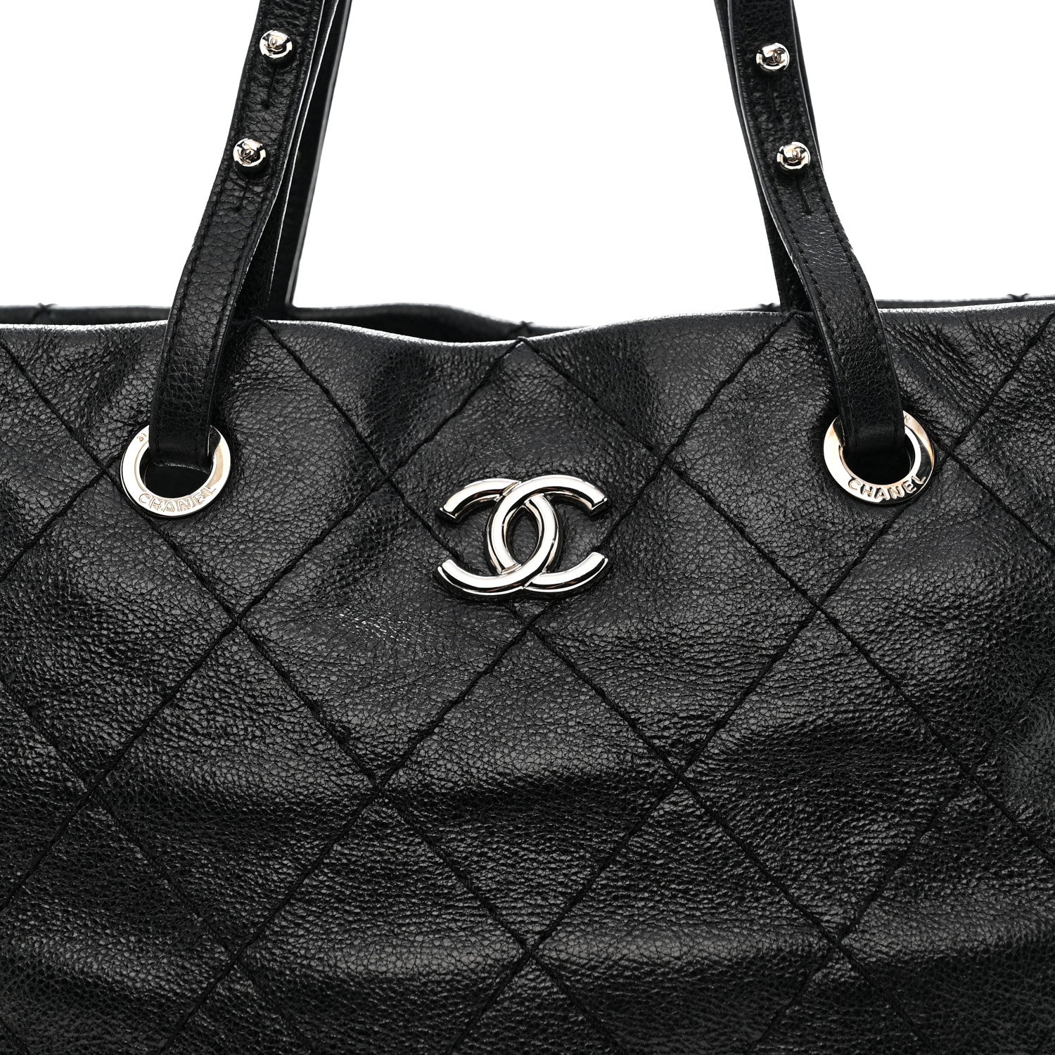 Glazed Calfskin Large On The Road Tote Black