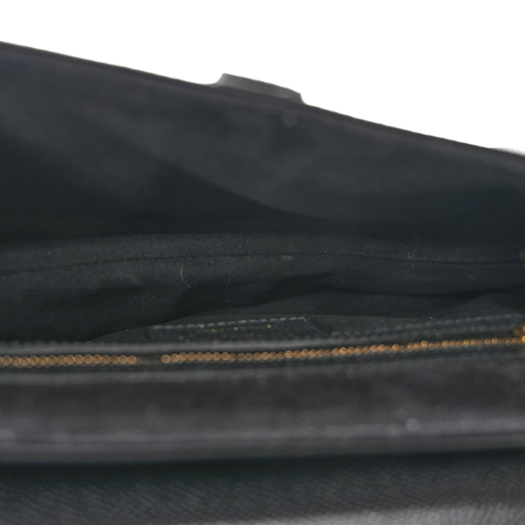 Grained Calfskin Saddle Bag With Strap Black