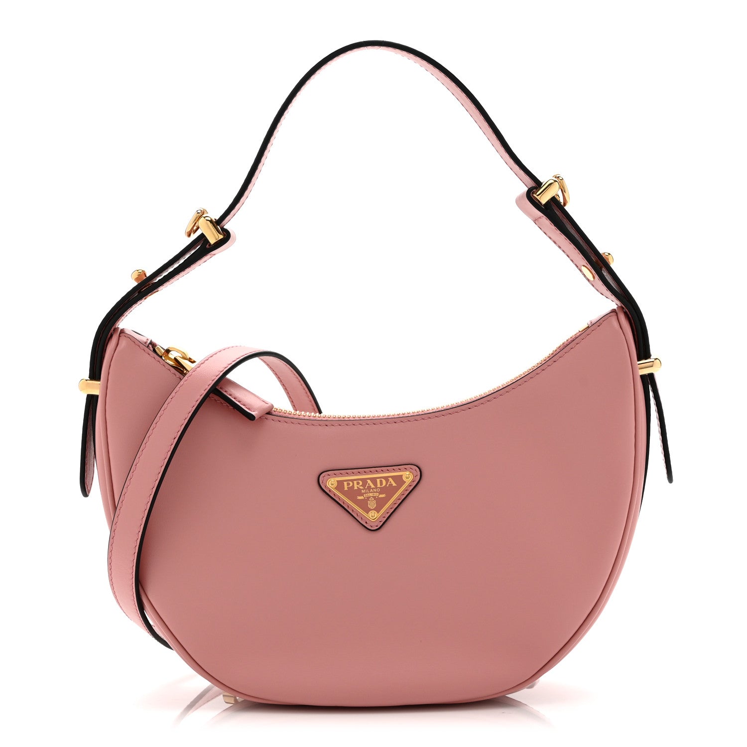 Soft Calfskin Arque Shoulder Bag Alabastro