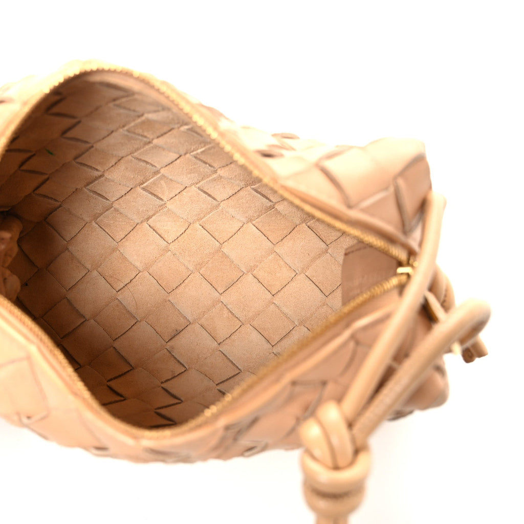 Nappa Intrecciato Mini Loop Camera Bag Almond