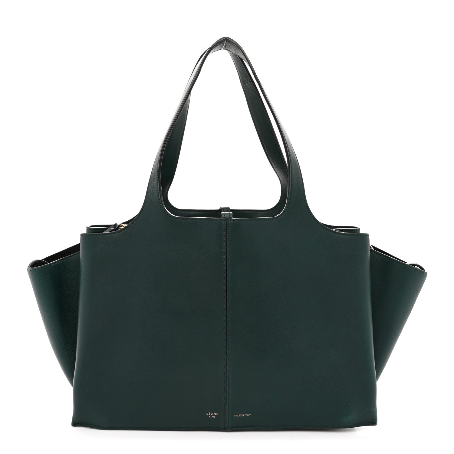 Smooth Calfskin Medium Tri-Fold Bag Bottle Green