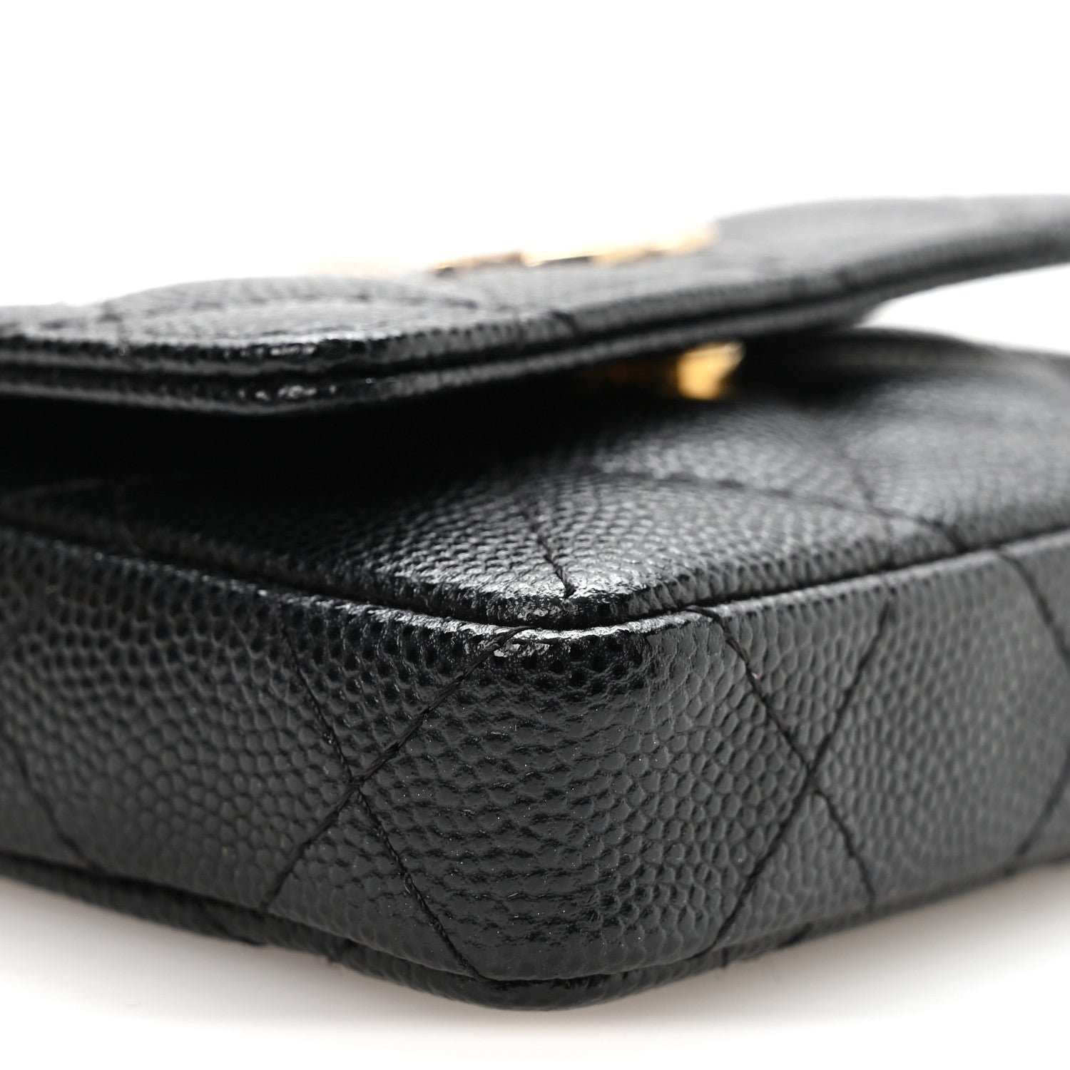 Caviar Quilted Belt Bag With Charms On Chain Black