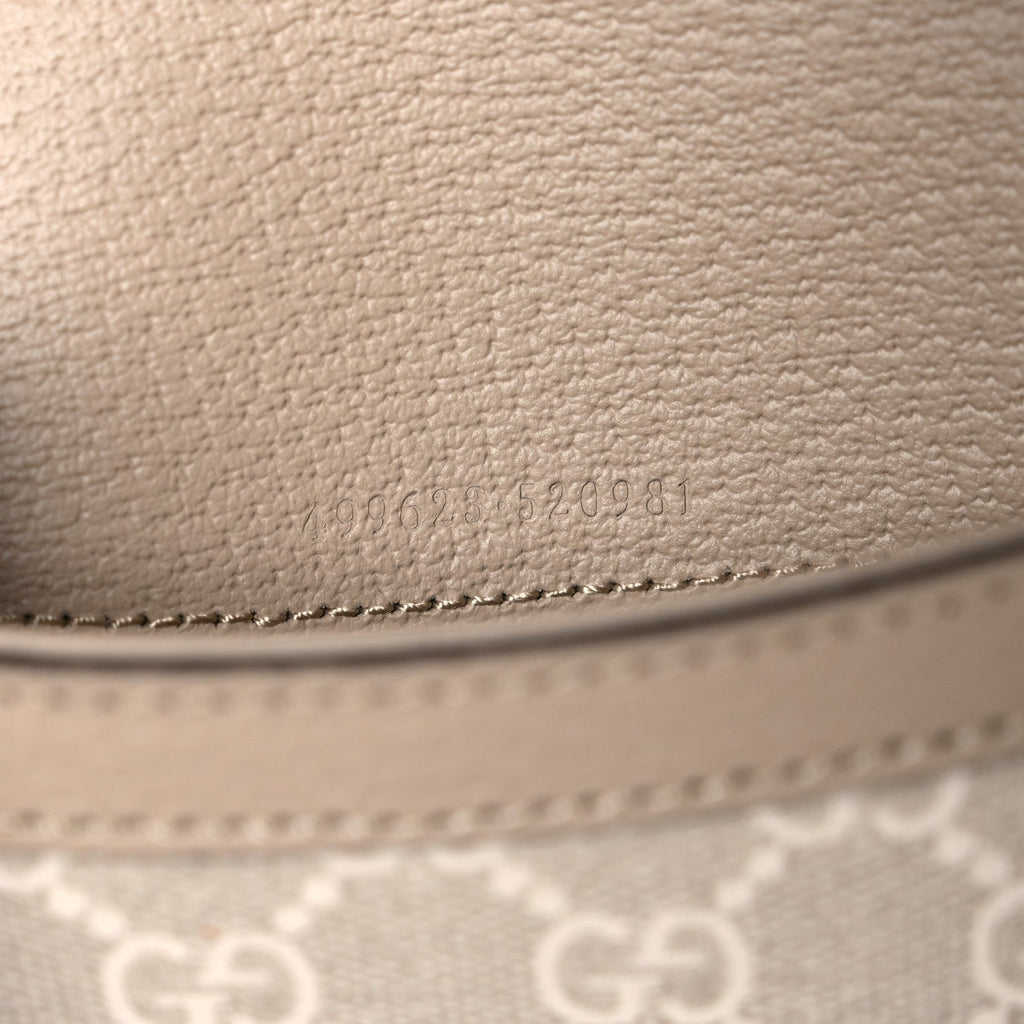 GG Supreme Monogram Textured Dollar Calfskin Small Rectangular Dionysus Shoulder Bag Beige Mystic White Oatmeal