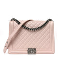 Lambskin Quilted Large Boy Flap Light Pink