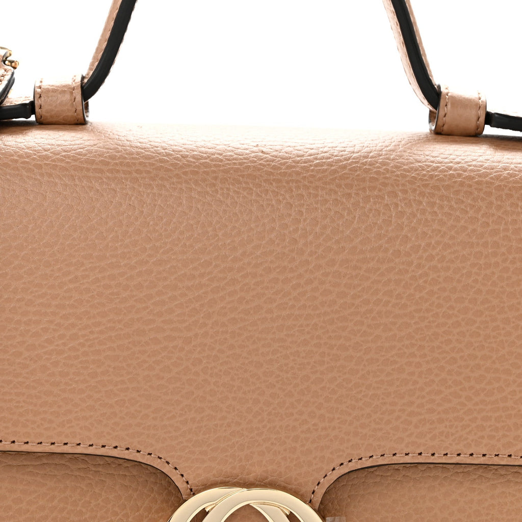 Dollar Calfskin Interlocking G Top Handle Shoulder Bag Camelia