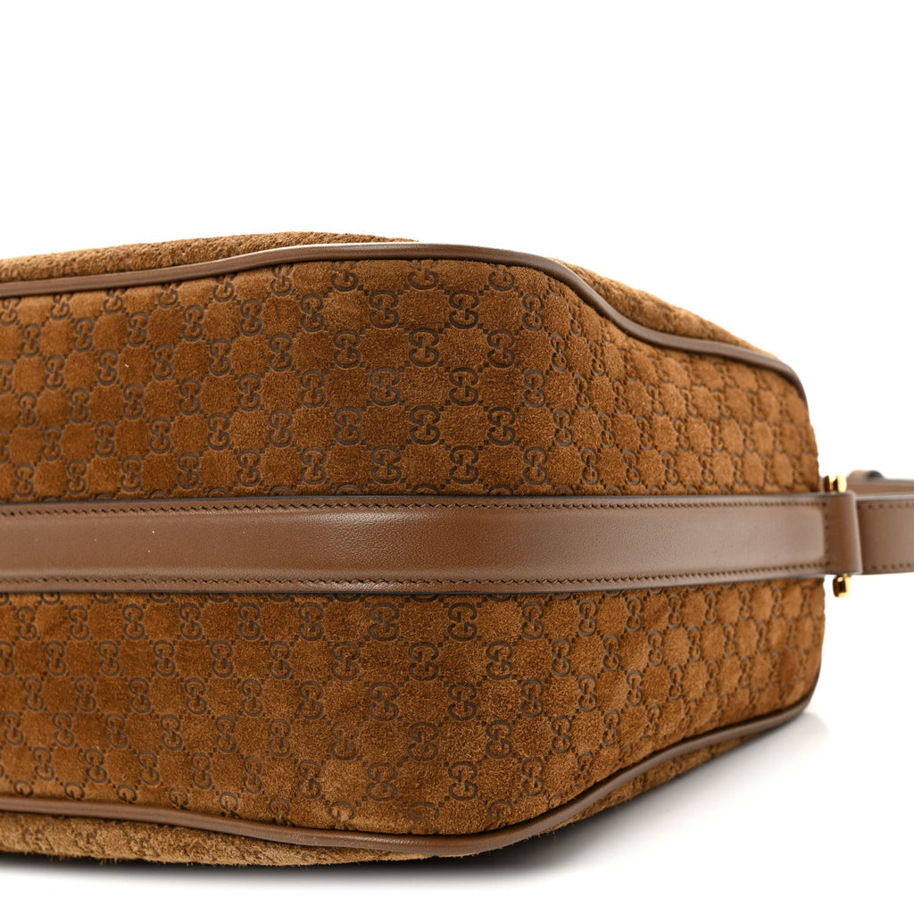 Suede GG Monogram Half Horsebit Medium Shoulder Bag Brown