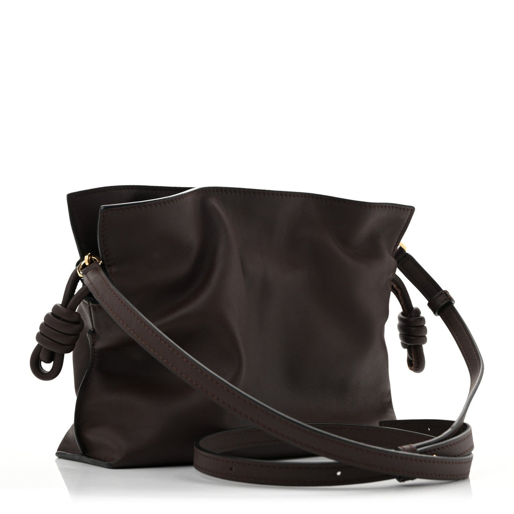 Calfskin Mini Flamenco Knot Clutch Chocolate