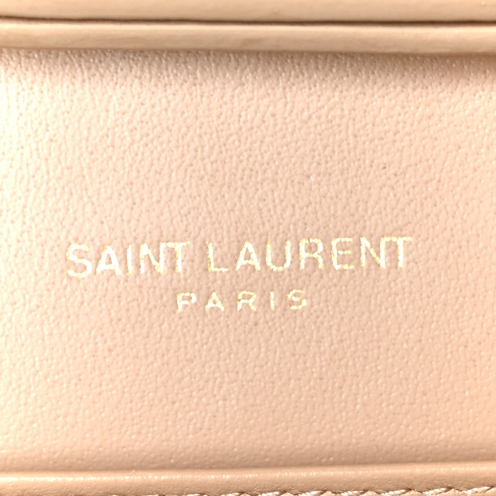 Glossy Calfskin Monogram Chain Wallet Dark Beige