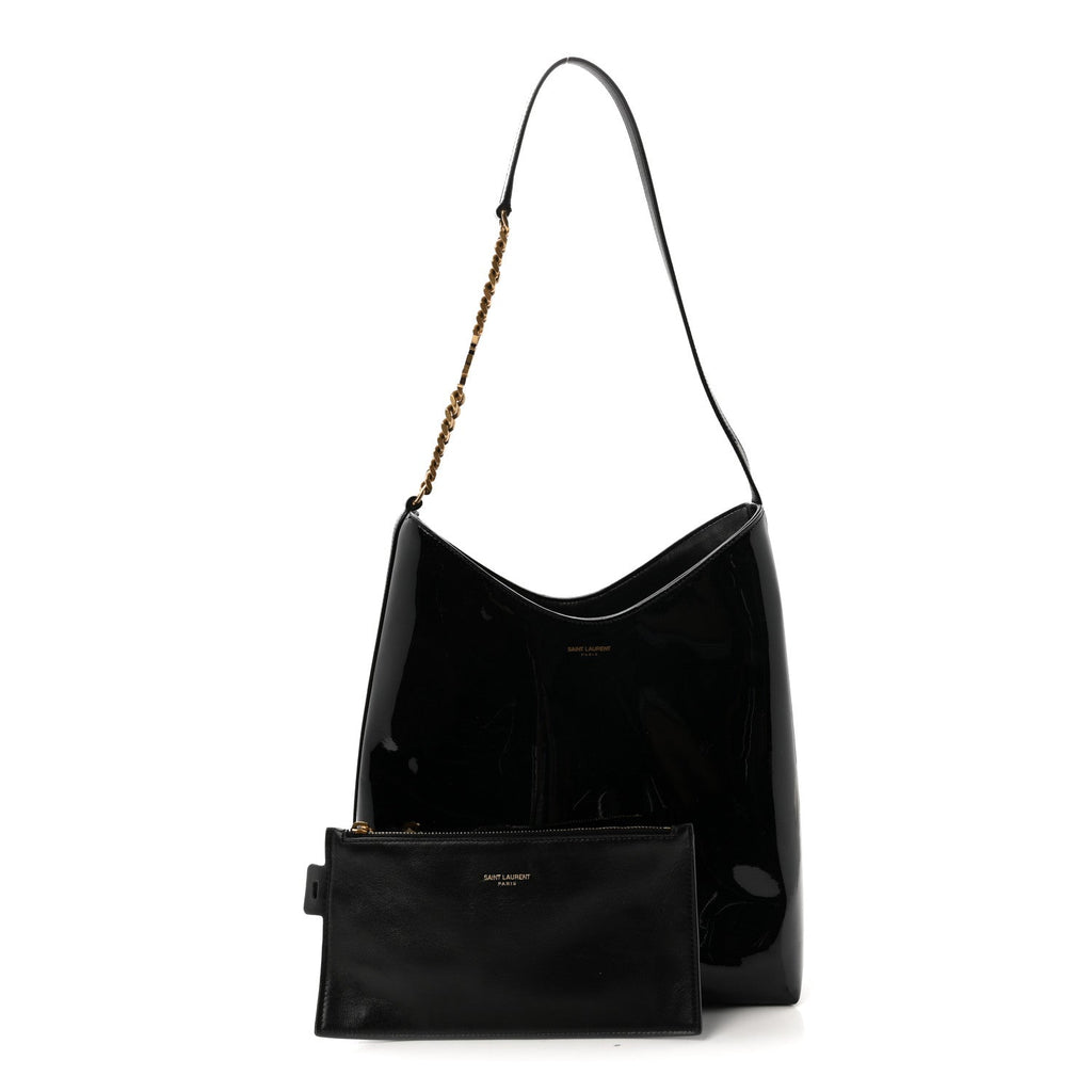 Patent Calfskin Rendez-Vous Hobo Black
