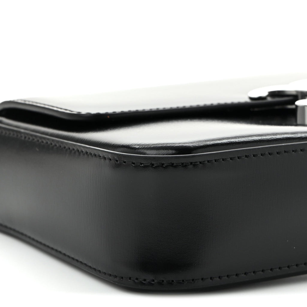Shiny Calfskin Triomphe Chain Shoulder Bag Black
